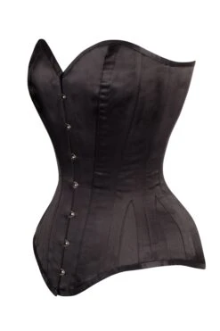 Long Line Black Satin Expert Waist Training Overbust Corset -Corset Story wt 122 side 2