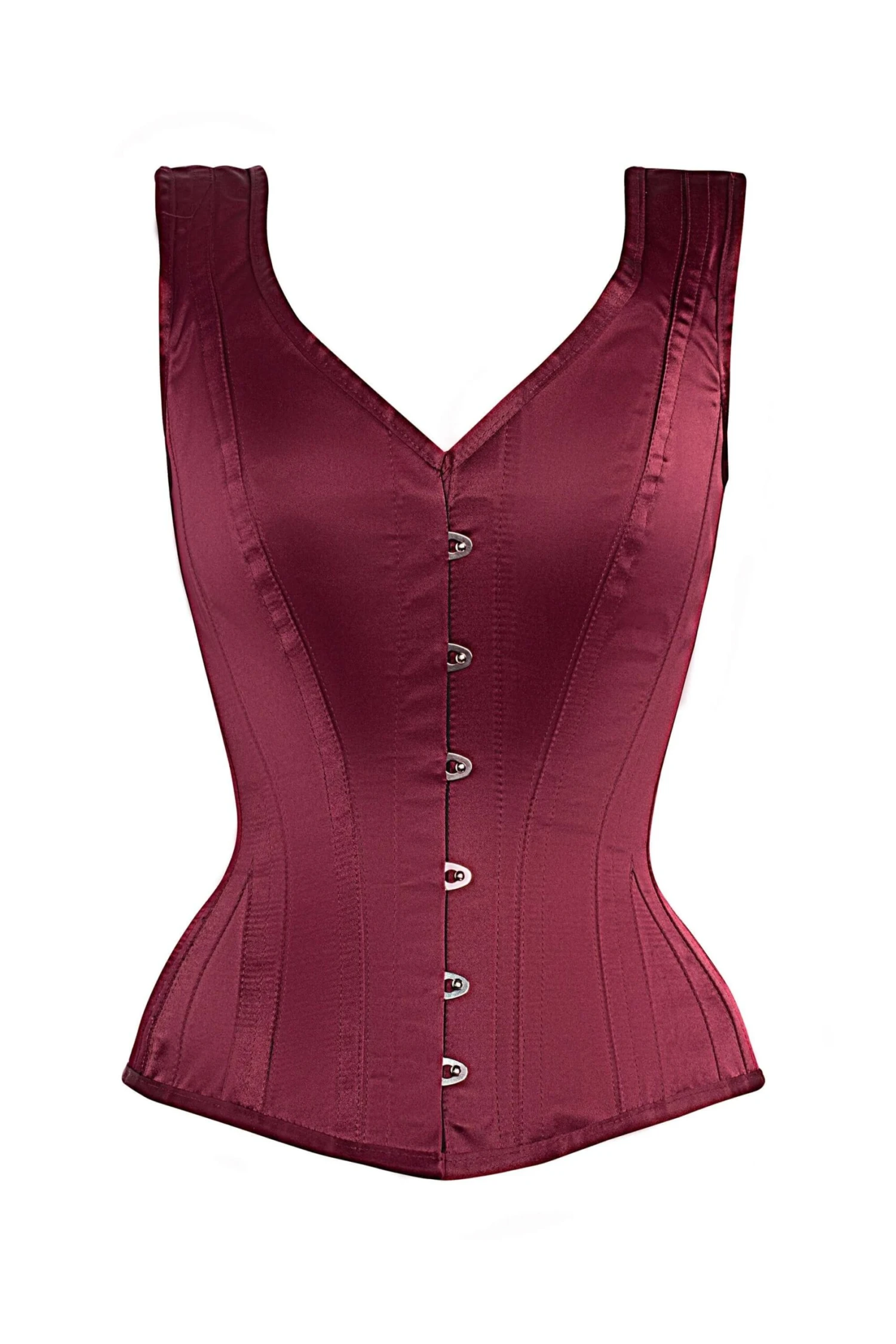 Burgundy V Neck Waist Taming Overbust With Straps 1 Burgundy V Neck Waist Taming Overbust With Straps
