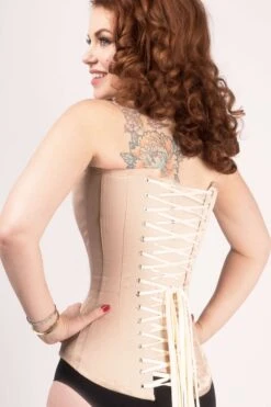 Champagne Matt Satin Longline Waist Taming Overbust 19 Champagne Matt Satin Longline Waist Taming Overbust -Corset Story wtvic017 2 1